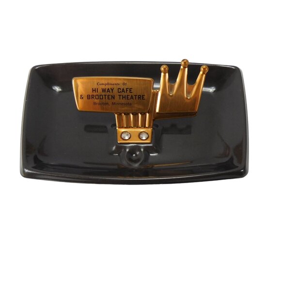 Other - Vintage Hi Way Cafe & Brooten Theatre Metal Ashtray Brooten MN Advertisement 7"